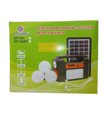 Ліхтар EP-393BT Power Bank-радіо-блютуз із сонячною панеллю 9V 3W+лампочки 3шт