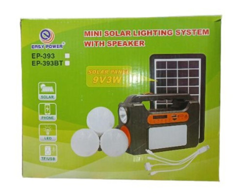 Ліхтар EP-393BT Power Bank-радіо-блютуз із сонячною панеллю 9V 3W+лампочки 3шт