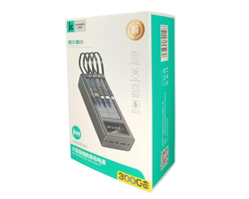 Power Bank 30000 mAh K-300 (з сон. панеллю та проводами), оригінал