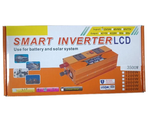 Перетворювач напруги з 12V/24V→220V 3500W LCD SMART