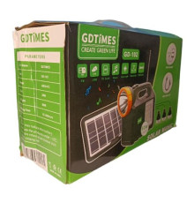 Ліхтар GD-102 PowerBank, радіо, із сонячною зарядкою + лампочки 3 шт