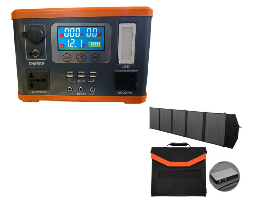 Інвертор акумуляторний/зарядна станція EP-P300W 12V/30Ah (Li-ion) + сонячна панель 60W