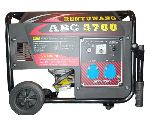 Генератор бензиновий Renyuwang ABC 3700 (3,5-3,8KW) (AVR) (Електростартер) (Бак-15л) (Коліса/ручки)