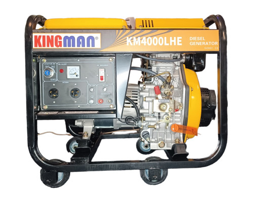 Генератор дизельний Kingman Diesel KM4000LHE (3,5-4KVA) (AVR) (Електростартер) (Бак-13,5л) (Коліса/ручки)