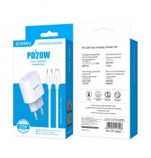 Зарядний пристрій 220V KAKUSIGA KSC-547 (Вихід Type-C) + кабель Type-C-Lightning (Apple) 20W