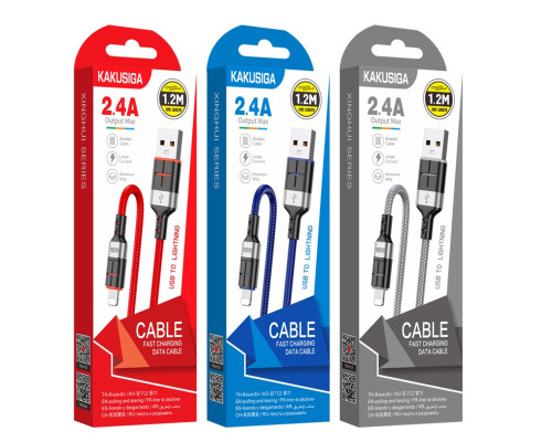 Кабель USB-Lightning(Apple) KAKUSIGA KSC-696 Singhui Series (алюміній плетений) 1.2м 2.4A