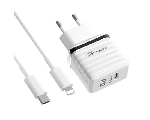 Зарядний пристрій 220V Konfulon C32D+DC13 Type-C-Lightning(Apple)