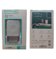 Зарядний пристрій 220V Konfulon C70Q (Виходи USB+Type-C) 22,5W
