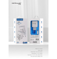 Зарядний пристрій 220V Konfulon C71 (Вихід Type-C) + Кабель DC13 Type-C-Lightning(Apple) 20W 9V/2,22A 5V/3A