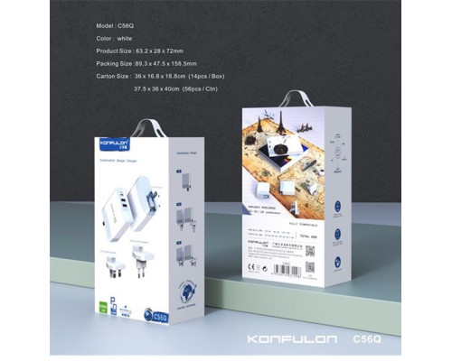 Зарядний пристрій 220V Konfulon C56Q 30W/18W