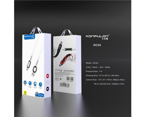 Кабель USB-MicroUSB DC24 Konfulon 1м, 4А