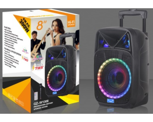Акустична система NDR-W1308 (8"x1) (10W) (Бездротовий мікрофон) (18650) (Пульт)