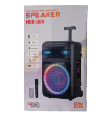 Акустична система NDR-Q08 (8"x1) (10W) (Дротовий мікрофон) (18650) (Пульт)
