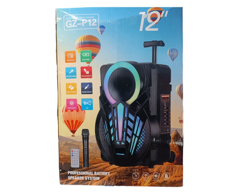 Акустична система GZ-P12 (12") (30W) (Бездротовий мікрофон) (18650) (Пульт)
