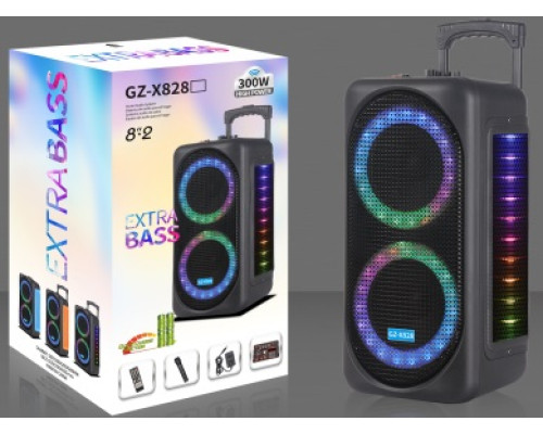Акустична система GZ-X828 (8"x2) (30W) (Бездротовий мікрофон) (3000mAh) (Пульт)