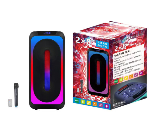 Акустична система MD4-0808 (8"x2) (40W) (Бездротовий мікрофон) (3600mAh) (Пульт)
