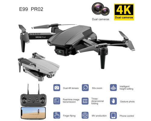 Квадрокоптер E99pro 4k (WIFI + 2 камери (вниз/вперед))