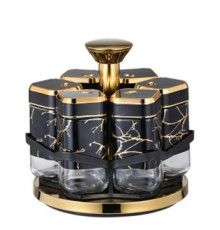 Органайзер для спецій (BSJ2509-1) (6 банок) BLACK-GOLD