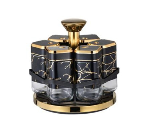 Органайзер для спецій (BSJ2509-1) (6 банок) BLACK-GOLD