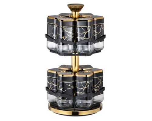 Органайзер для спецій (BSJ4206-1) (12 банок) BLACK-GOLD