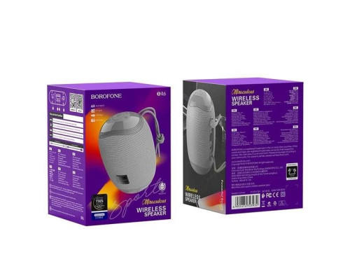 Портативна бездротова колонка Bluetooth Borofone BR6 |5W, BT 5.0, AUX, TF, FM, USB, 2h| Grey