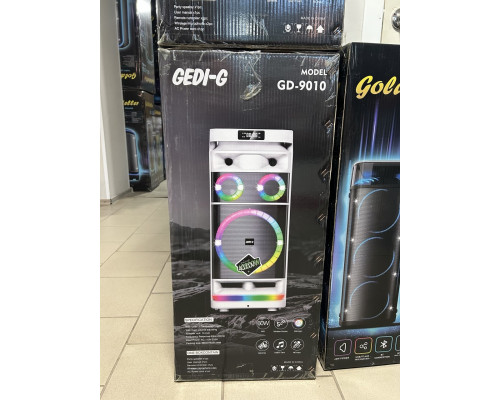 Потужна акустична система Gedi-G GD-9010, 2 бездротові мікрофони (білий колір)